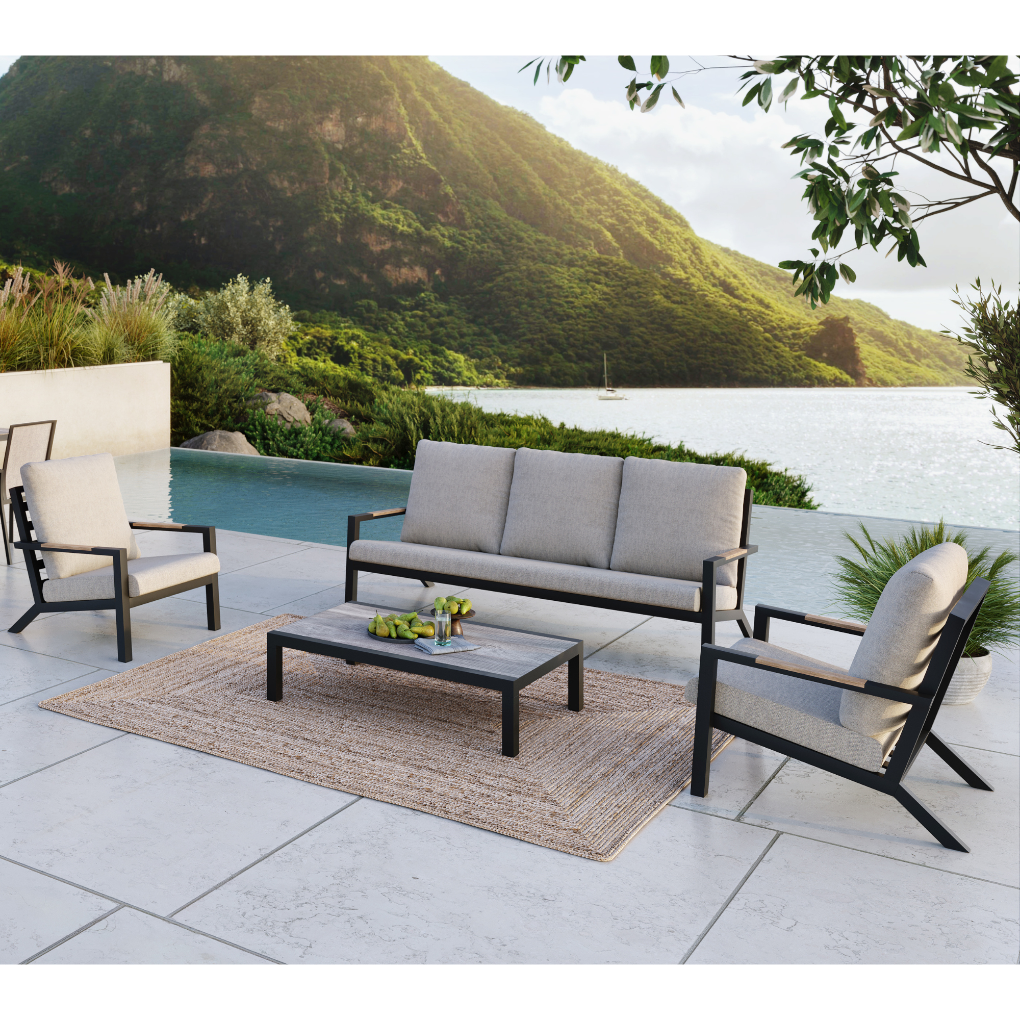 Venus 4 Piece Outdoor Lounge Set - black