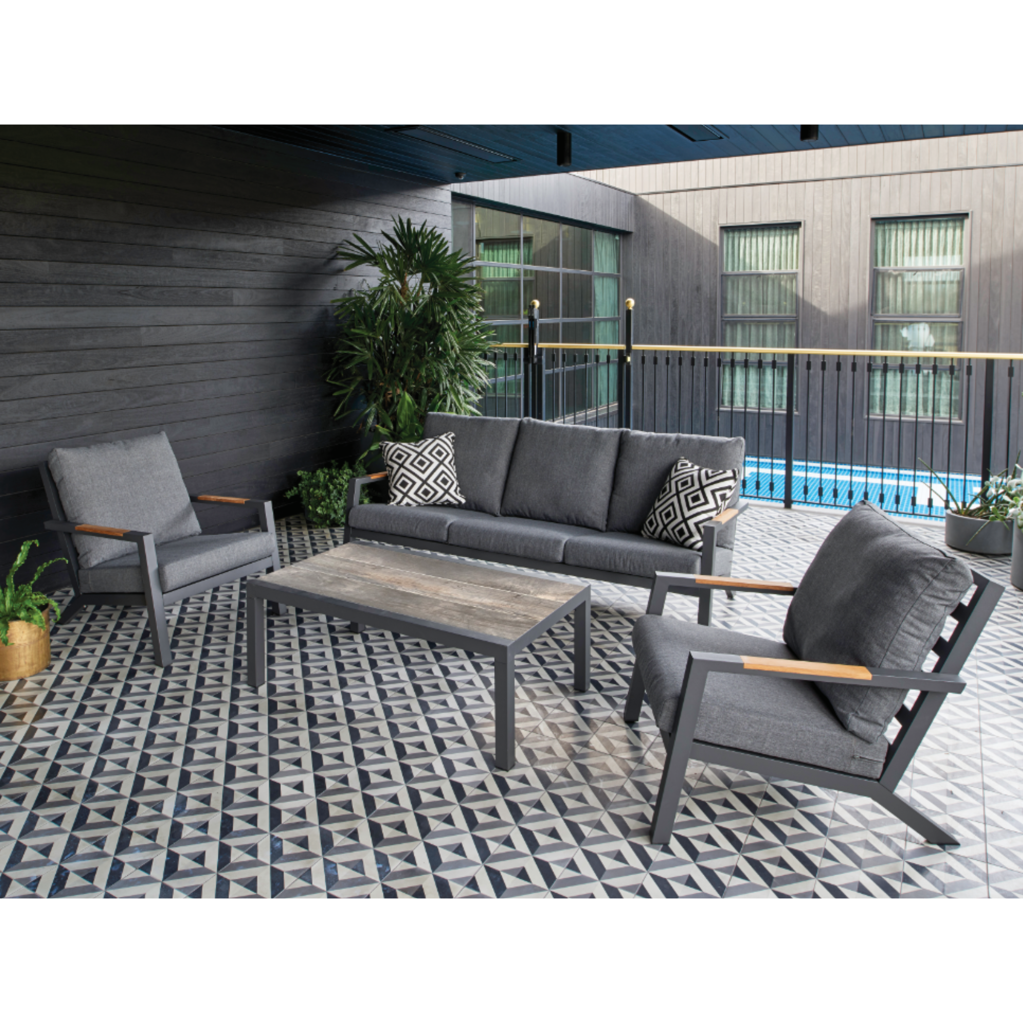 Venus 4 Piece Outdoor Lounge Set - charcoal