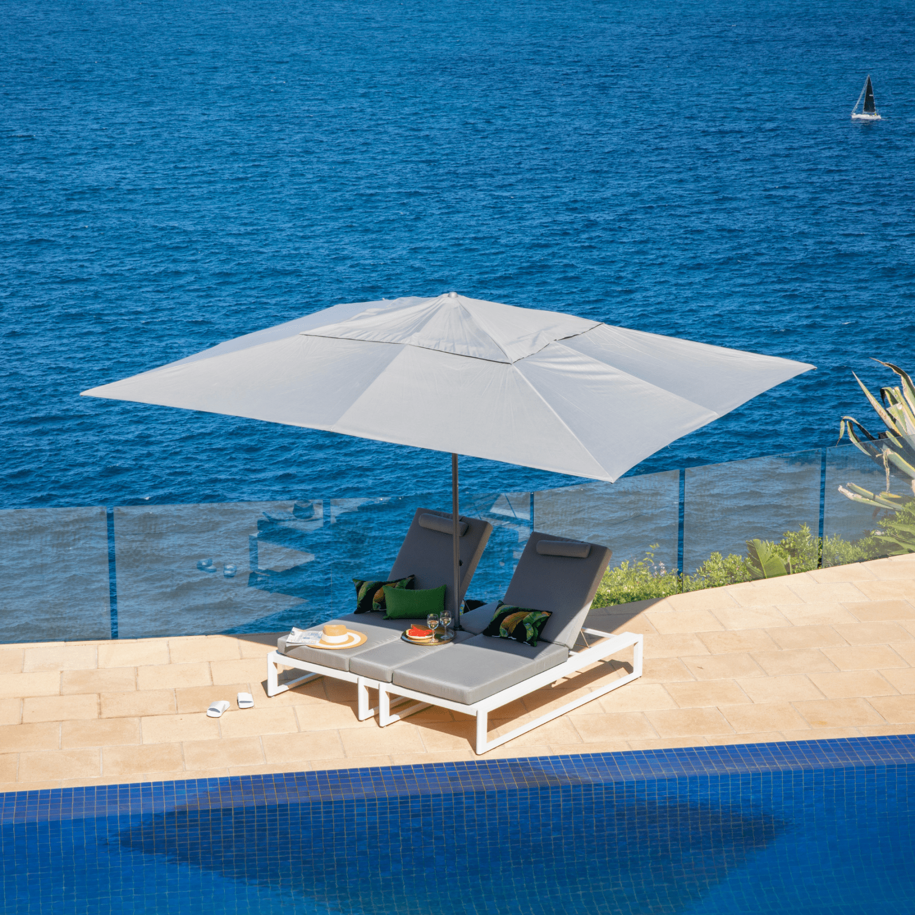 Vigo Elite Umbrella 4x3m Charcoal O'bravia - Lume Outdoor Living