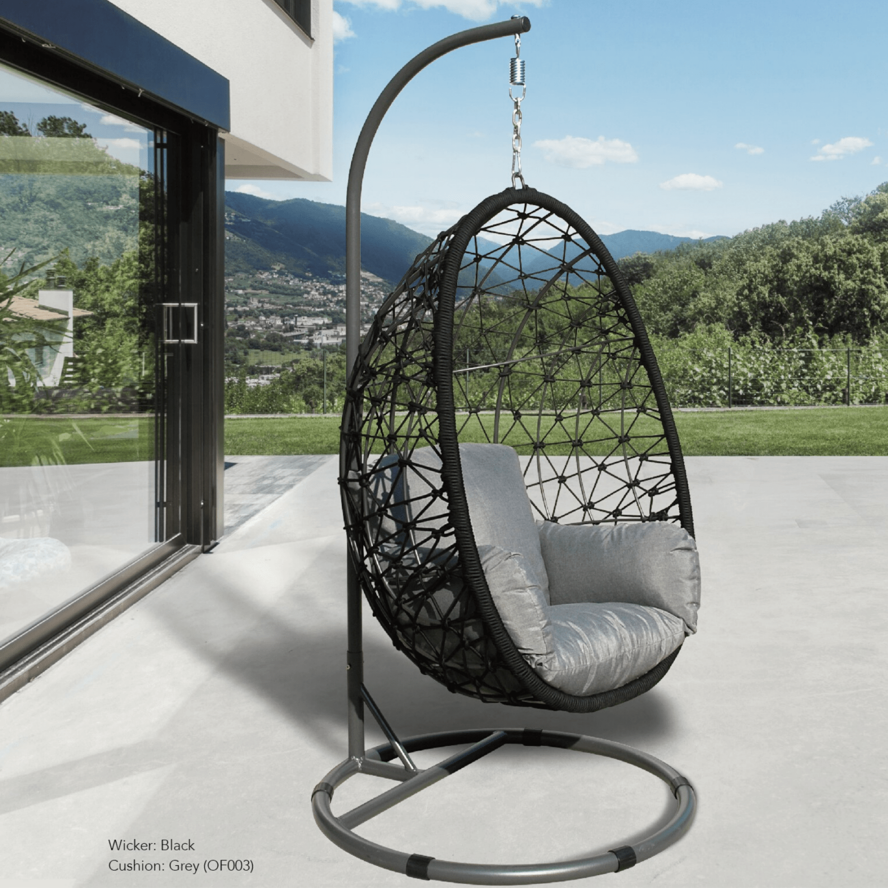 Web Hanging Egg Chair with stand "black" - Lume Outdoor Living